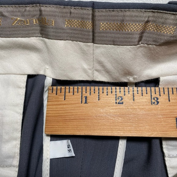 Zanella Dress Trousers 35 (35x31.5 Cuffed) Mens Quad Pleated Slate Gray 991 - Picture 15 of 16